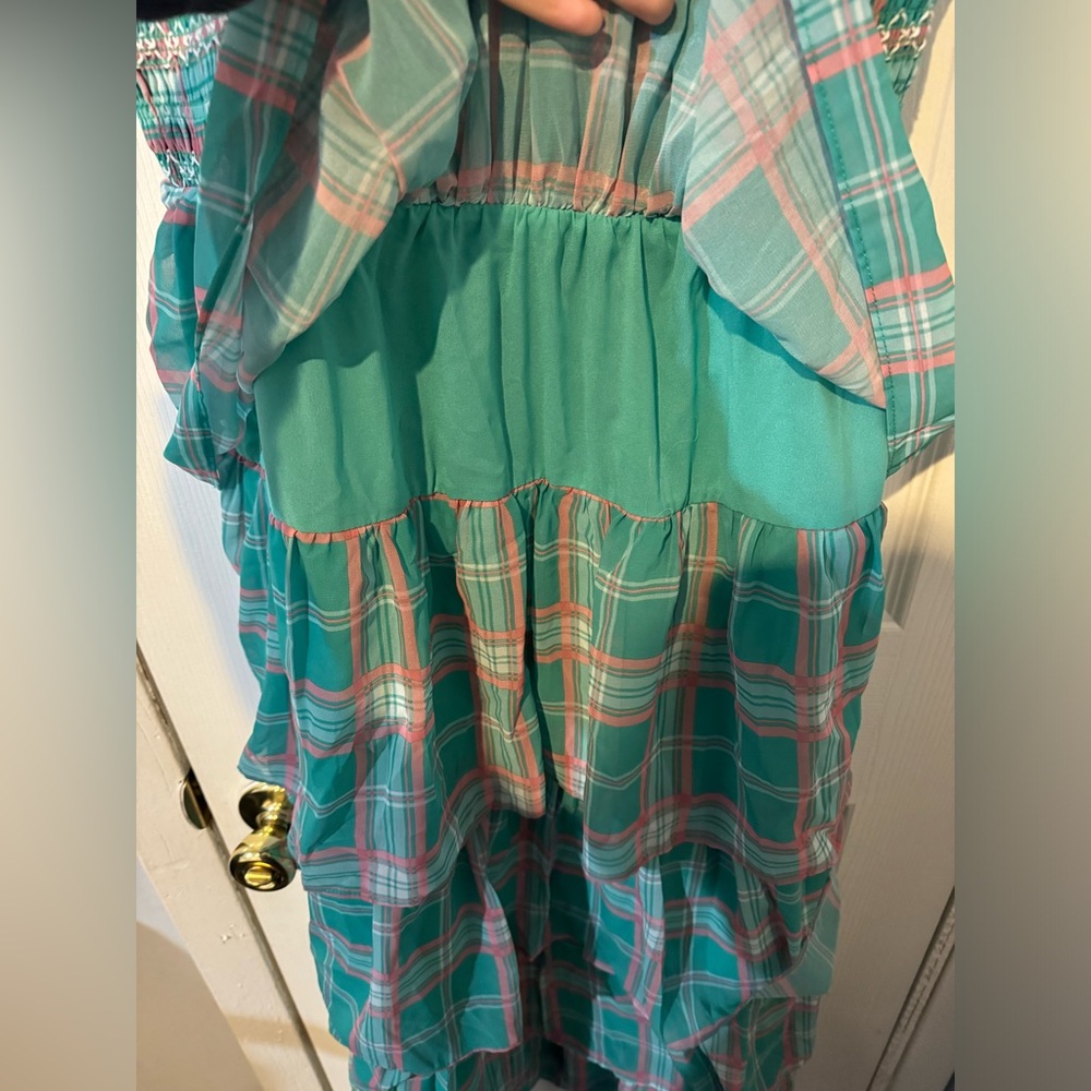 NWT Sleeveless Plaid Smocked Tiered Dress - Picture 9 of 9